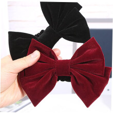 2pcs Big Bowknot Hair Ties Hair Rings Women Bowknot Wine Ponytail Holder for School