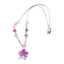 Collier pendentif fleur Adorable, perles en résine-Violet