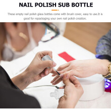 Flacons de vernis à ongles en verre, lot de 10, 15 ml, étanches, avec bouchons à pinceau, pour la préparation de vernis à ongles gel.