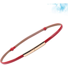 Schmaler Ledergürtel für Damen, rotes Accessoire aus echtem Leder