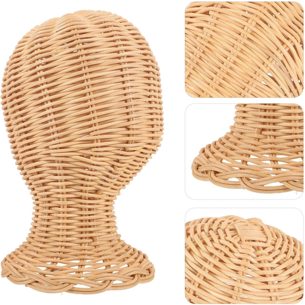 Hkhbjs Rattan Woven Hat Holder Mannequin Shape Display Rack For Hats And Wigs