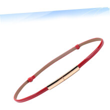 Leather Belt Slim Waistband for Women, Red Genuine Leather Dress Accessory