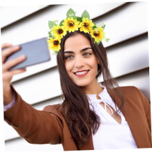 Simulierter Girlanden-Haarreif mit Sonnenblumen- und Blumendetails