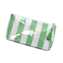 Spacious Clear Cosmetic Bag Waterproof PVC Coating-green white