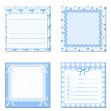 4Pcs Bowtie Print Shape Notepads 30 Sheets Each Reminder-blue