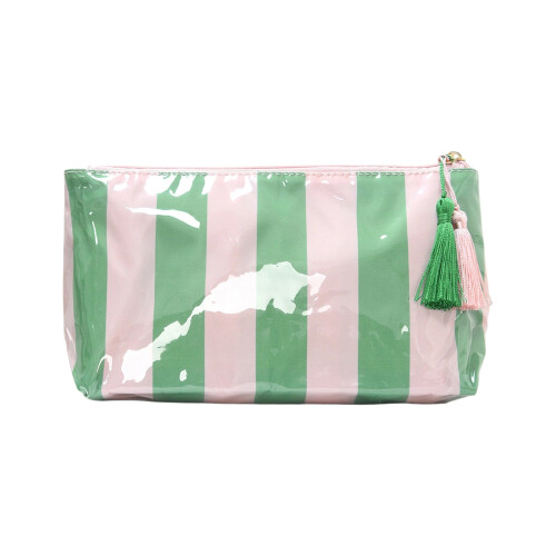 Extra Large Makeup Bag Clear Coated Waterproof-green pink