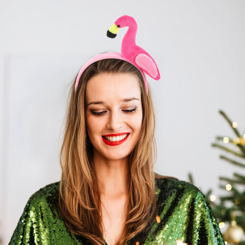Αξεσουάρ μαλλιών για πάρτι με κορδέλα Flamingo για γυναίκες 2 τεμάχια 2