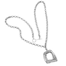 Thick Asymmetrical Metal Necklace Edgy Contemporary Style Neck