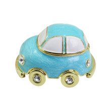 Enamel Alloy Mini Car Jewelry Box With Storage Compartment-BLUE