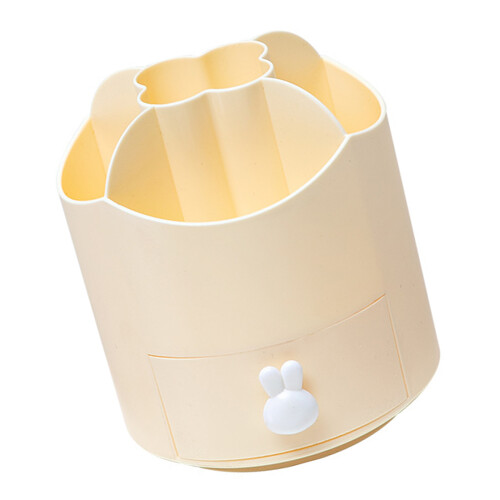 360 Degree Rotating Pen Stand 5 Compartment Pen-Yellow
