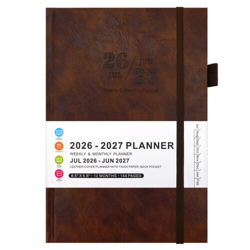 2026 Yearly Organizers Notebook Time Management Journal-brown