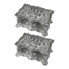 2Pcs Antique Egyptian Floral Square Jewelry Storage Boxes For