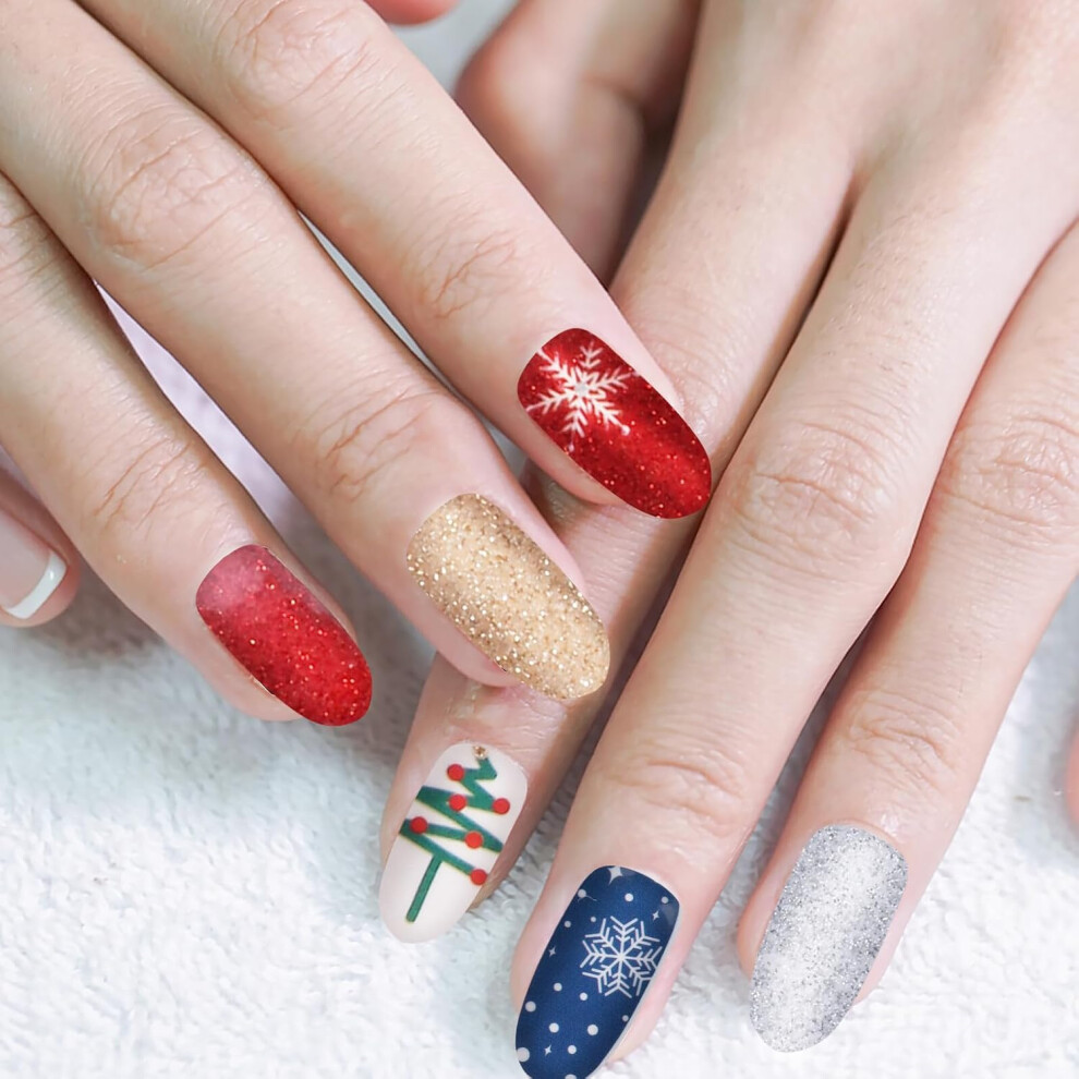 Hkhbjs 8 Sheets Christmas Nail Decals Removable Nail Wraps For Holiday Manicure
