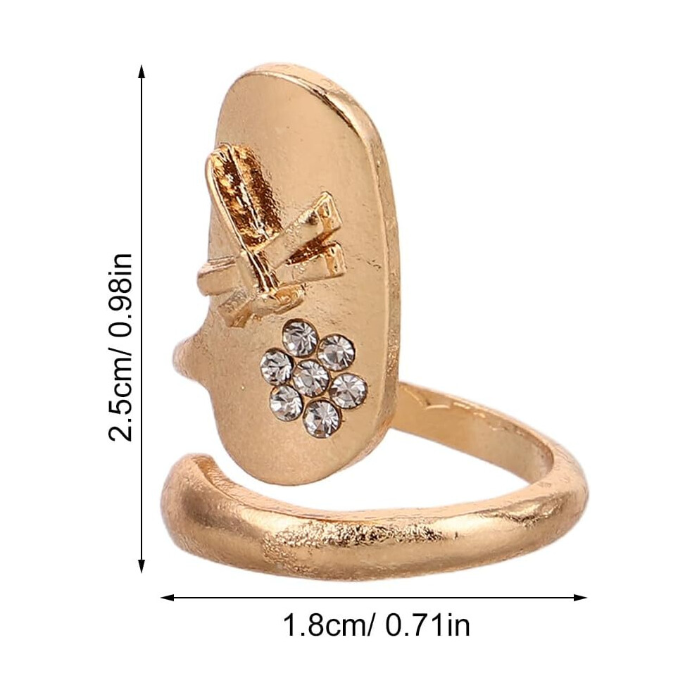 Hkhbjs 2Pcs Gold Nail Rhinestones Finger Nail Rings Women Art Jewelry French Tip Charm Stylish Jewelry For Women