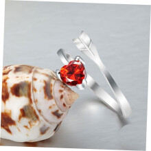 Partnerring aus 925er Sterlingsilber, verstellbar, offener Herzring mit Amor-Pfeil, für Damen und Herren, Ehering