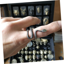 Snake Ring Retro Alloy Jewelry Punk Cobra Finger Ring Unisex for Party and Casual Wear Black