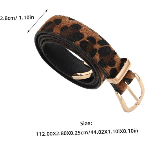 Leopardmönstrat konstläderbälte med spänne, brett midjeband 1