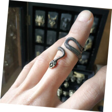 Schlangenring Retro Legierung Schmuck Punk Kobra Fingerring Unisex für Party und Freizeit Schwarz