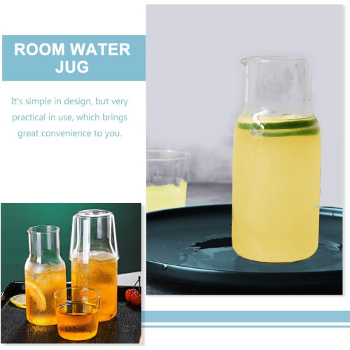 Water Jug Milk Carafe Multi-Function Glass Bottle with Cup as Lid 550ml 2