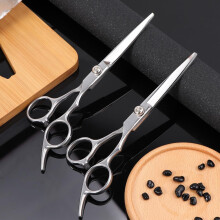 2 tijeras de barbero plateadas, tijeras de peluquería profesionales para cortar y peinar el cabello, herramientas utilizadas en salones de belleza.