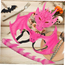 3-teiliges Halloween-Drachenkostüm-Set: Leichtes, atmungsaktives Material, Flügel, Schwanzmaske