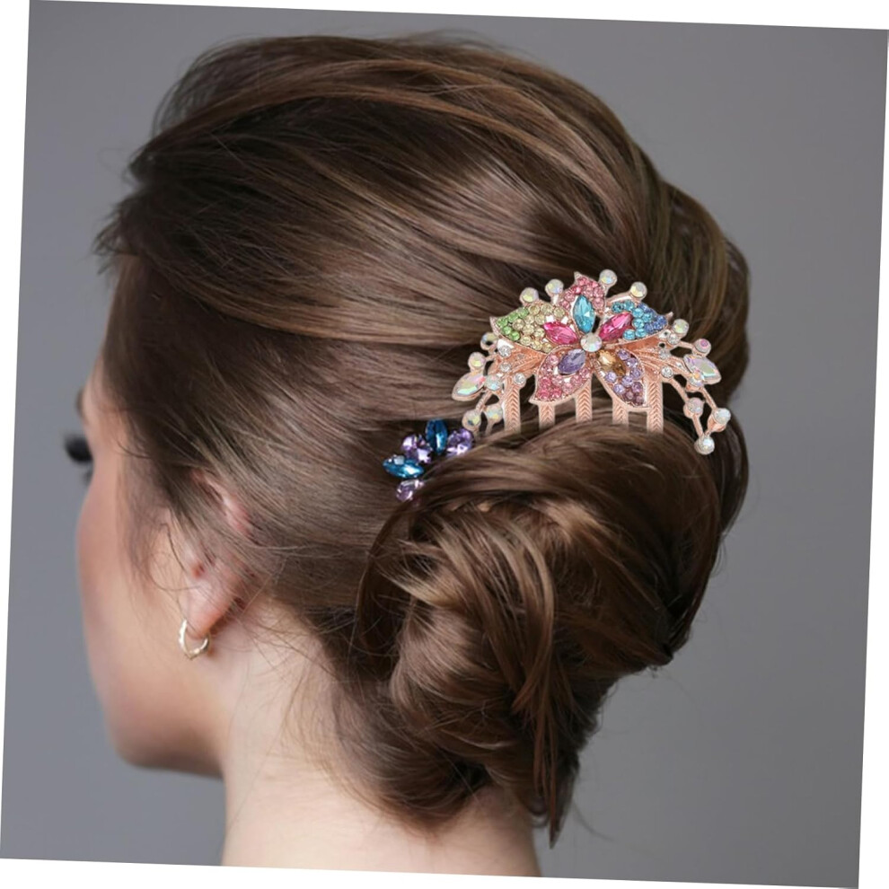 Hkhbjs 3Pcs Rhinestone Floral Hair Combs Bridal Jewelry Clip Wedding Hair Accessories