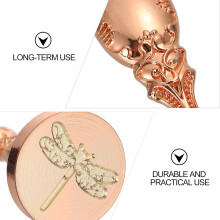 Vintage DIY Wax Seal Stamp Set with Rose Gold Peacock Handle and Copper Dragonfly Head