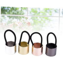 3pcs Metal Cylinder Hair Ring Hair Bands for Girls Women Ponytail Holders Tie Accessories School