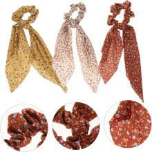3 elastici per capelli da donna con vestibilità comoda e design a nastro francese, fermacoda in colori assortiti