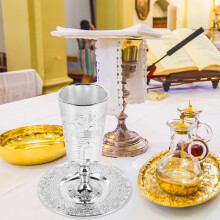 Set di calici per Kiddush, calici per Shabbat in lega di zinco, metallo color argento vintage, facili da pulire, ideali per conservare il vino.