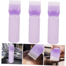 3 frascos aplicadores de aceite capilar con peine aplicador de raíz para teñir el cabello y usar en salones de belleza (color morado)