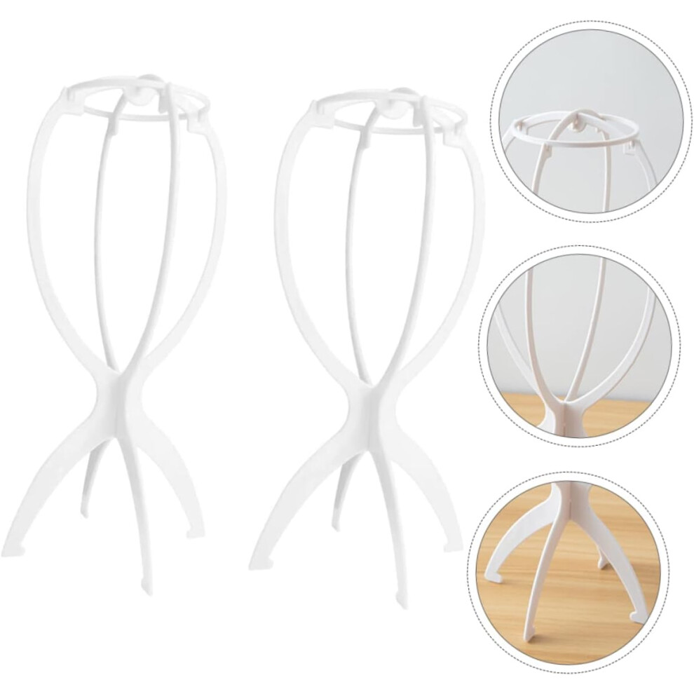 Hkhbjs Foldable Wig Care Rack 2Pcs Portable White Household Wig Display Stand Hair Salon Travel Hair Styling Accessories