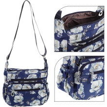 Stylische Nylon-Schultertasche für Damen mit Blumenmuster, ideal für Freizeit und Reisen, mit mehreren Fächern