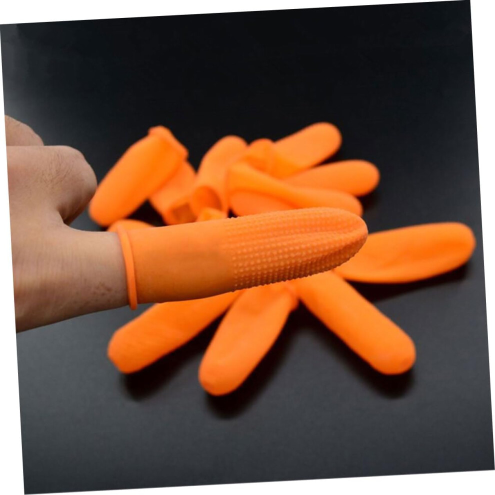 Hkhbjs 100Pcs Slip Finger Cots Finger Sleeve Protector Pack Orange Typing Gloves