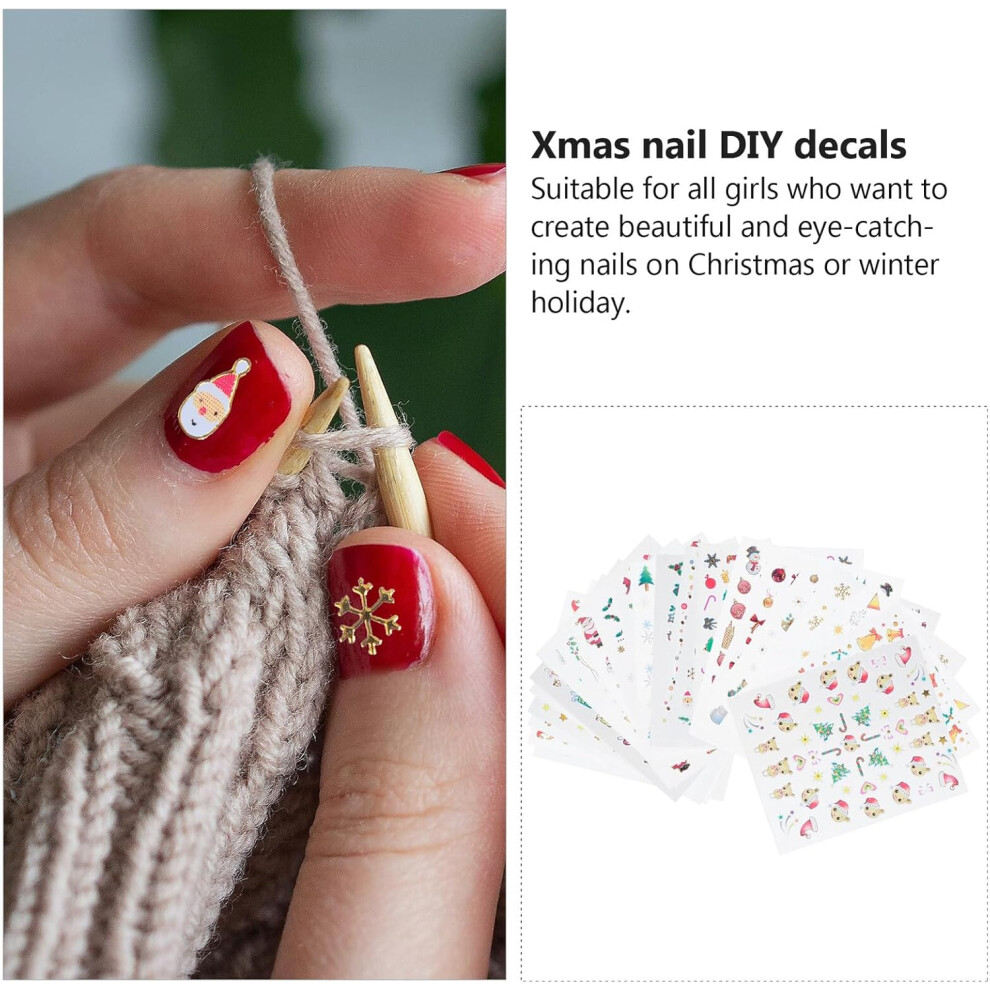 Hkhbjs 24 Sheets Christmas Nail Art Stickers Nail Decals Stickers For Women For Holiday Manicure Decoration