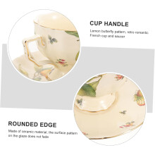 Latte-Becher, Keramik-Teetassen mit Untertasse für Kaffeetrinkbecher, Accessoire für Teepartys, Kaffeetasse