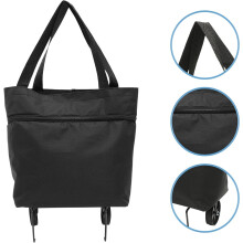 Wäschekorb-Trolley, großes Fassungsvermögen, faltbar, mit Rollen, verstellbaren Griffen, aus Oxford-Gewebe, Kunststoff und Metall, praktisch