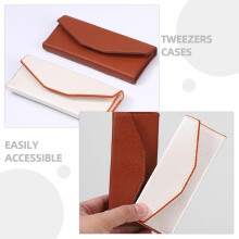 2-teiliges Wimpernpinzetten-Etui-Set, tragbarer Pinzettenhalter aus PU-Leder für Wimpernverlängerungen