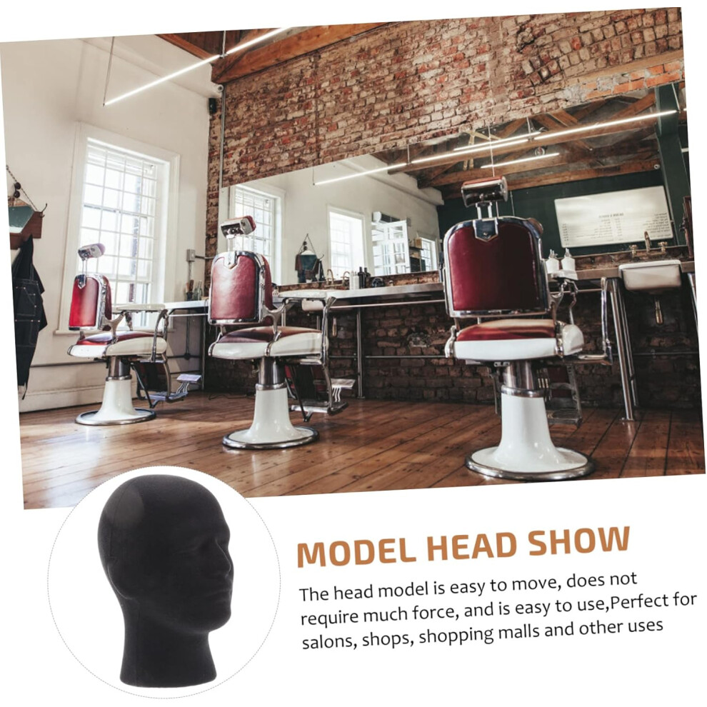 Hkhbjs Black Foam Male Mannequin Head For Wig And Hat Display, 2Pcs Life-Like Model Stable Base For Home And Store Use