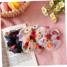 3 stuks dikke darm haarbanden van chiffon met bloemenmotief, gemaakt van mesh-garen, creatieve haarbanden voor dames.