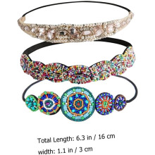 3pcs Elastic Rhinestones Beaded Headbands for Women Hair Band Headwear Sparkling Rhinestones Hair Accessories