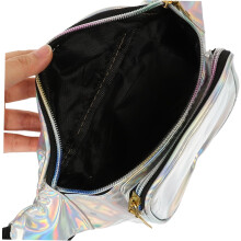 Holografische heuptas met opbergvak, modieuze outdoor heuptas voor meisjes, strand- en reisaccessoire, wit