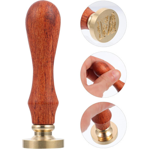 Alphabet Pattern Stamp Wax Seal Stamp Retro Style Copper Head Wood Handle 2