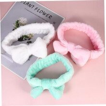 3-delige fleece gezichtswas-hoofdbandset voor dames, met haarstrik en elastiek voor make-up, geschikt voor vrouwen en meisjes