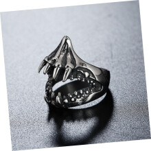 Anello da uomo alla moda a forma di bocca di squalo in acciaio al titanio color argento, stile retrò, gioiello perfetto per festival e feste.