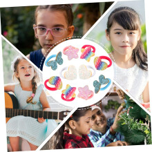 5pairs alta elástica cabelo gravata brilhante lanteleita para meninas menina meninos arco-íris gradiente estrela e formas de coração