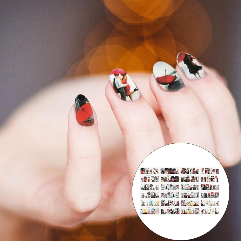 Hkhbjs ValentineâS Day Nail Art Stickers 4Pcs Water Transfer Decals Maple Leaf Eiffel Tower Design French Manicure Nail Beauty Accessories