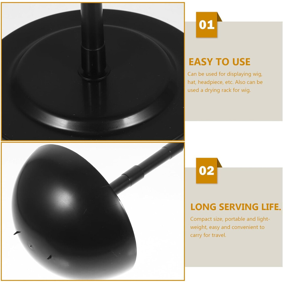 Hkhbjs Wig Holder Stand 3Pcs Detachable Rack For Short And Medium Wigs Air Drying Portable Design Black