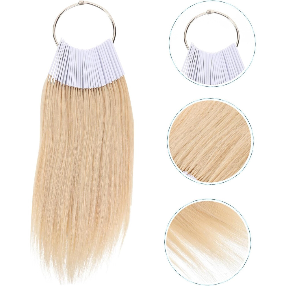 Hkhbjs 30Pcs Human Hair Color Rings With White Pvc Ring For Salon Supplies Can Be Cut And Straightened Beige Hair Samples And Color Testing