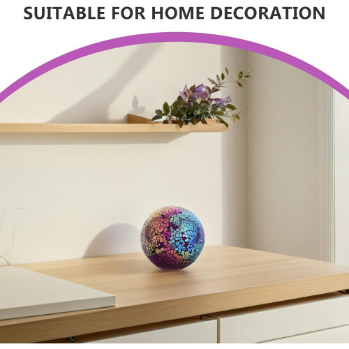 Conjunto de bolas decorativas de esfera de mosaico de vidro de 4 polegadas de 3 núcleo de espuma, design artístico único 2